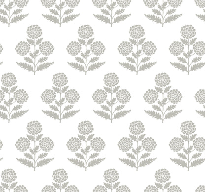 York Wallcoverings Antonina Vella Souci Grey Marigolds Wallpaper Botanical Modern Charcoal  Wallpaper - VP1435
