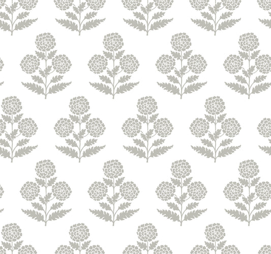 York Wallcoverings Antonina Vella Souci Grey Marigolds Wallpaper Botanical Modern Charcoal  Wallpaper - VP1435