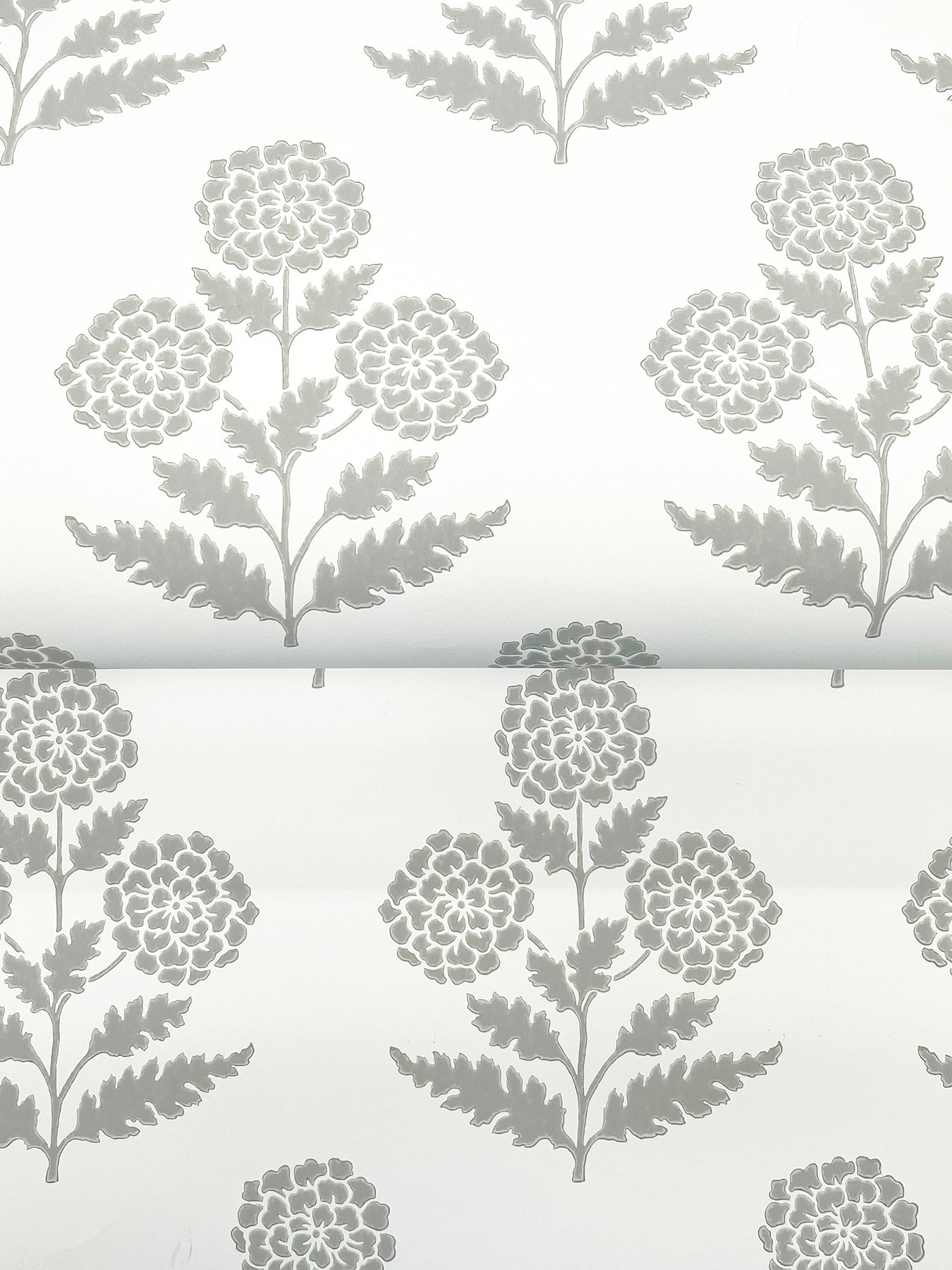 York Wallcoverings Antonina Vella Souci Grey Marigolds Wallpaper Botanical Modern Charcoal  Wallpaper - VP1435