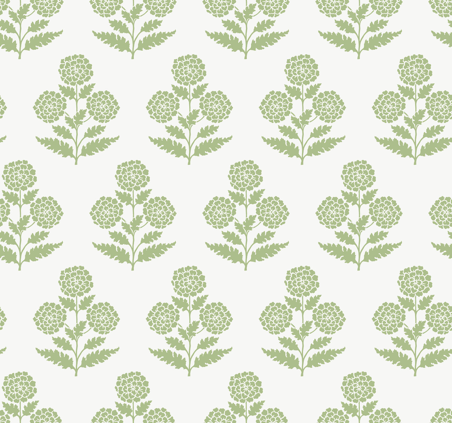 York Wallcoverings Antonina Vella Souci Green Marigolds Wallpaper Botanical Modern Green  Wallpaper - VP1436