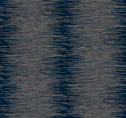 Navy wallpaper featuring metallic columns in an abstract, modern design.