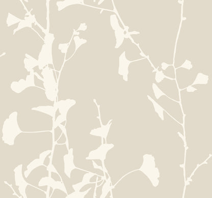 York Wallcoverings Ronald Redding Ginkgo Silhouette Taupe Cork Wallpaper Beach Traditional Taupe  Wallpaper - VR1507