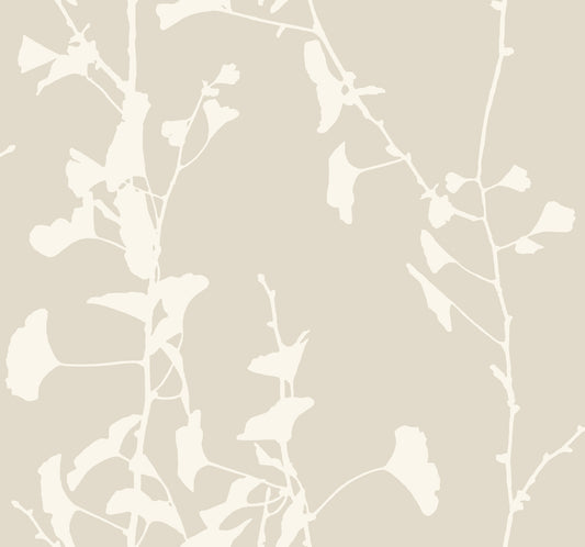 York Wallcoverings Ronald Redding Ginkgo Silhouette Taupe Cork Wallpaper Beach Traditional Taupe  Wallpaper - VR1507