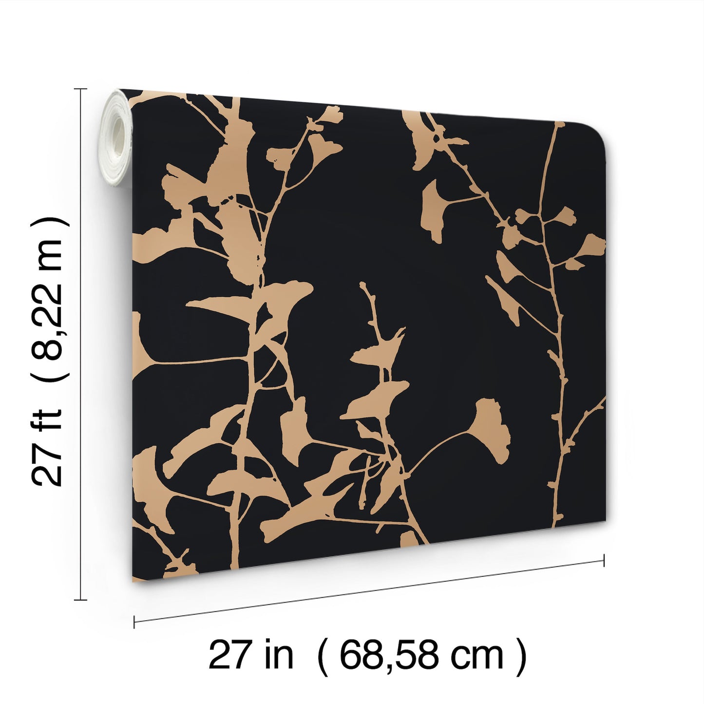 York Wallcoverings Ronald Redding Ginkgo Silhouette Black & Gold Cork Wallpaper Beach Traditional Black & Gold  Wallpaper - VR1512