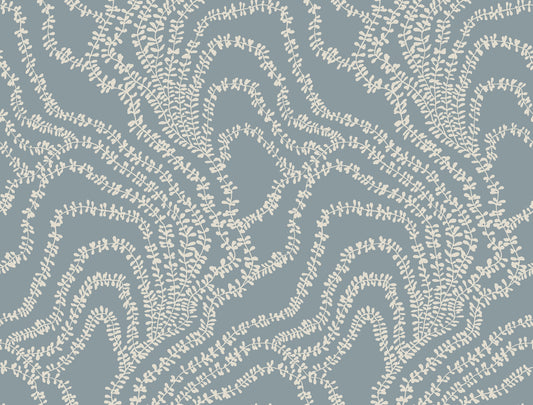 York Wallcoverings Ronald Redding String of Pearls Denim Vine Wallpaper Botanical Traditional Denim  Wallpaper - VR1516