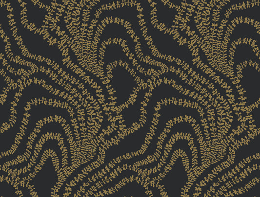 York Wallcoverings Ronald Redding String of Pearls Gold Vine Wallpaper Botanical Traditional Gold  Wallpaper - VR1517