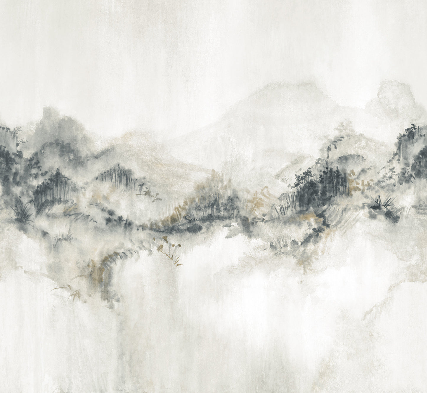 York Wallcoverings Ronald Redding Mystic Overlook Grey Wall Mural Mountains Scenic Grey  Wallpaper - VR1520M