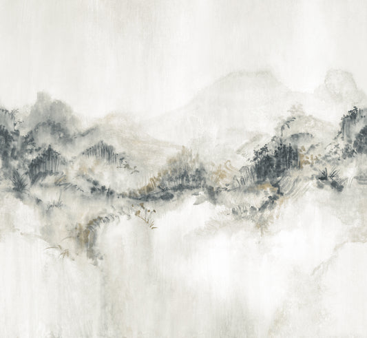 York Wallcoverings Ronald Redding Mystic Overlook Grey Wall Mural Mountains Scenic Grey  Wallpaper - VR1520M