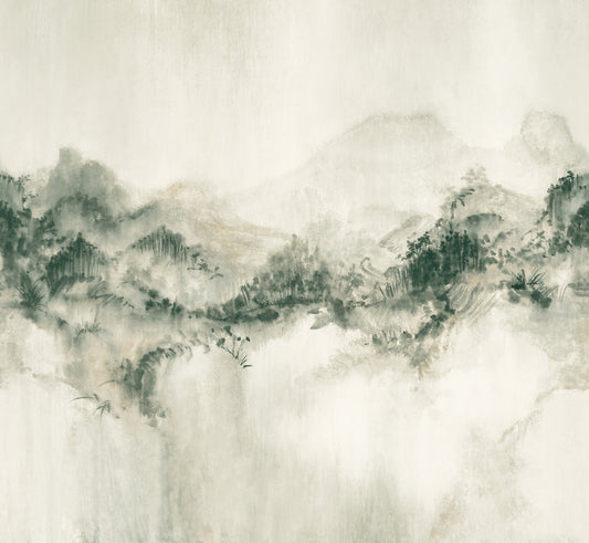 York Wallcoverings Ronald Redding Mystic Overlook Green Wall Mural Mountains Scenic Green  Wallpaper - VR1521M