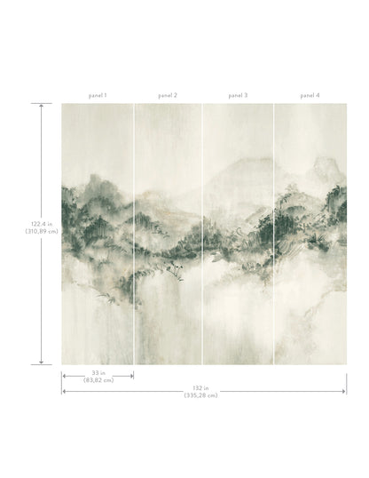 York Wallcoverings Ronald Redding Mystic Overlook Green Wall Mural Mountains Scenic Green  Wallpaper - VR1521M