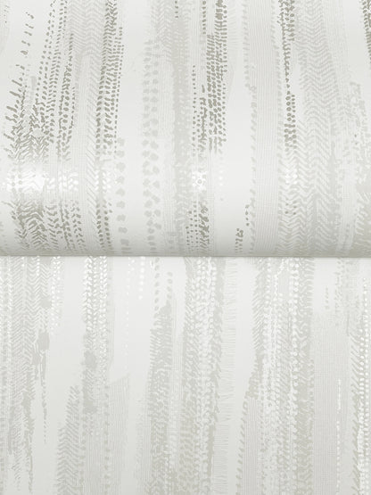 York Wallcoverings Ronald Redding Tribeca White Texture Stripe Wallpaper Abstract Bohemian White  Wallpaper - VR1522