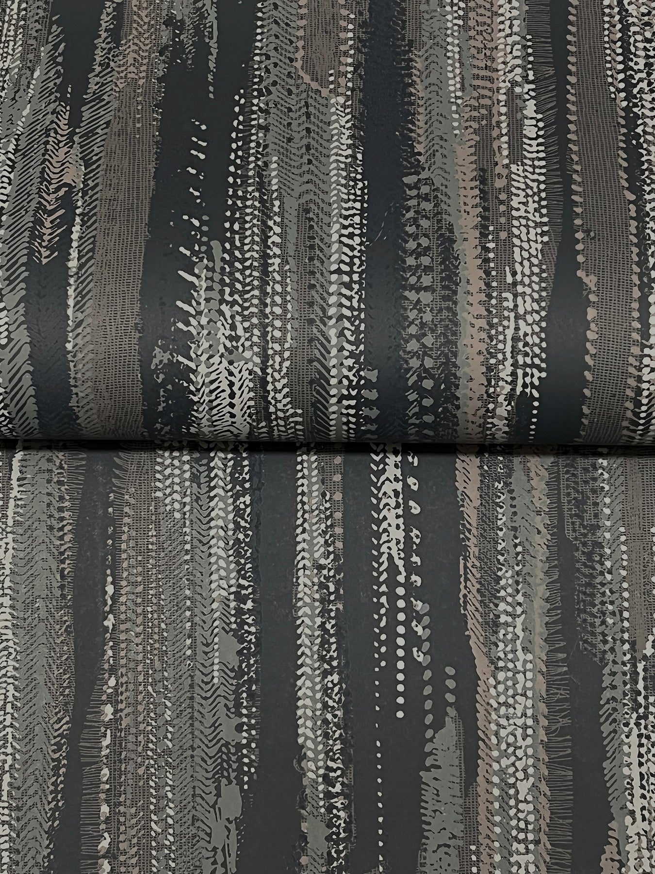 York Wallcoverings Ronald Redding Tribeca Charcoal Texture Stripe Wallpaper Abstract Bohemian Charcoal  Wallpaper - VR1523