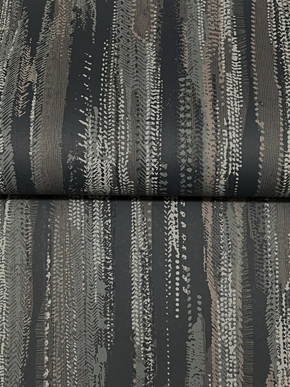 York Wallcoverings Ronald Redding Tribeca Charcoal Texture Stripe Wallpaper Abstract Bohemian Charcoal  Wallpaper - VR1523