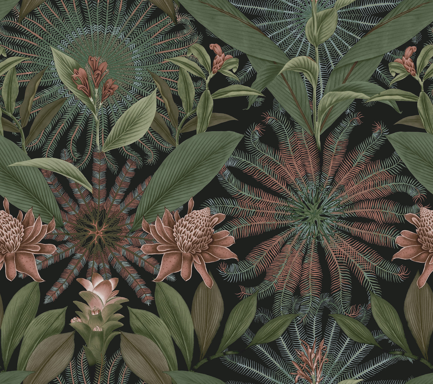 York Wallcoverings Ronald Redding Enchanted Garden Green Tropical Wallpaper Botanical Bohemian Green  Wallpaper - VR1530