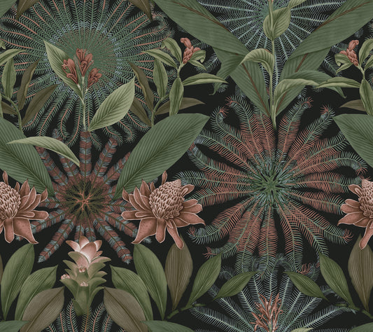 York Wallcoverings Ronald Redding Enchanted Garden Green Tropical Wallpaper Botanical Bohemian Green  Wallpaper - VR1530