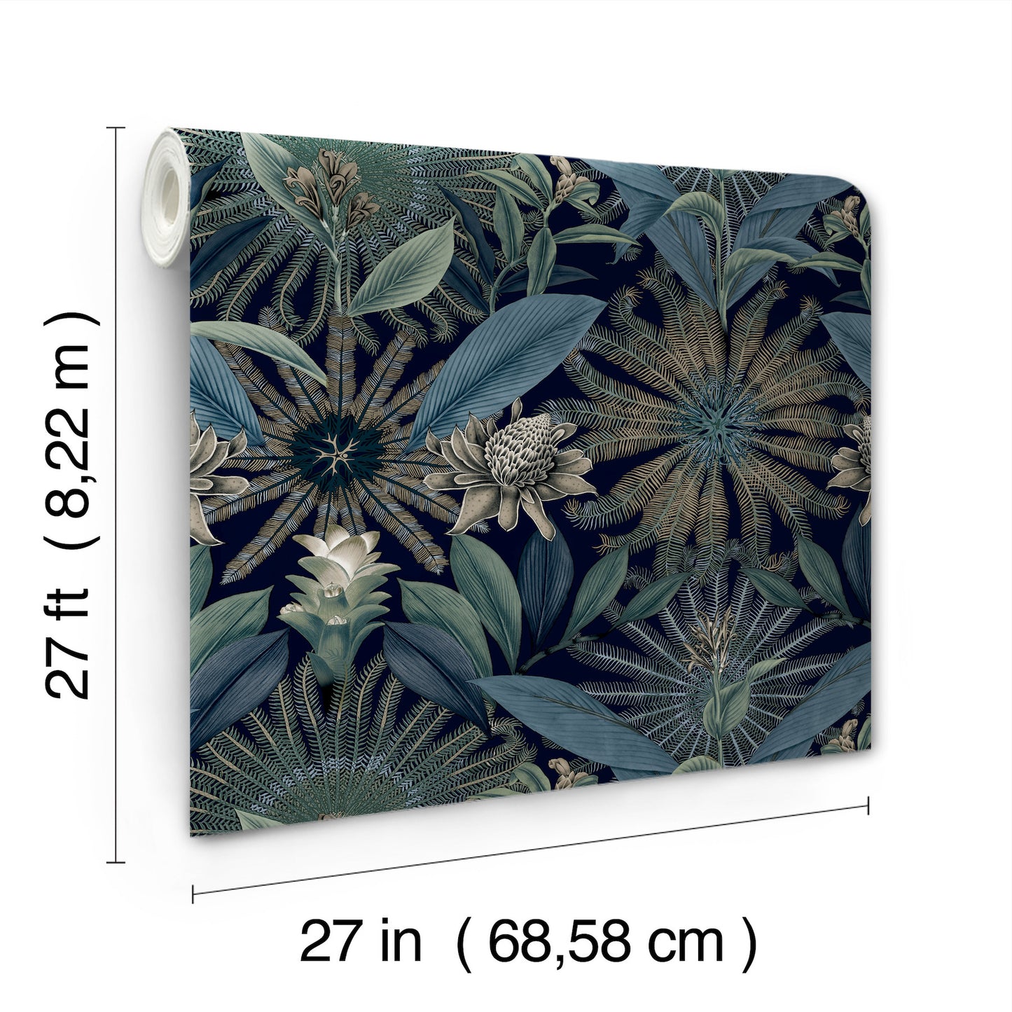 York Wallcoverings Ronald Redding Enchanted Garden Navy Tropical Wallpaper Botanical Bohemian Navy  Wallpaper - VR1532
