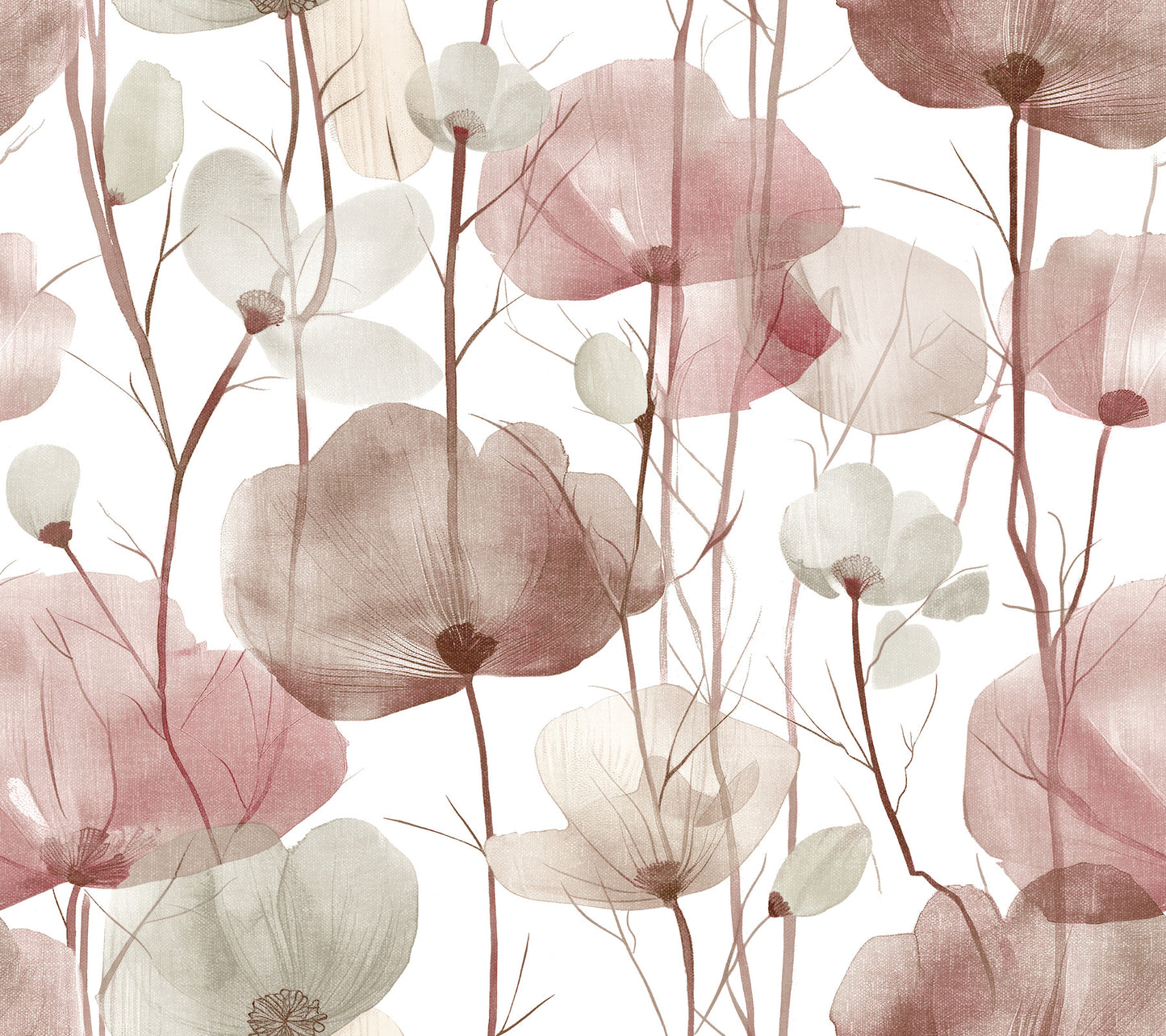 York Wallcoverings Ronald Redding Cotswolds Poppies Red Floral Wallpaper Botanical Bohemian Red  Wallpaper - VR1536