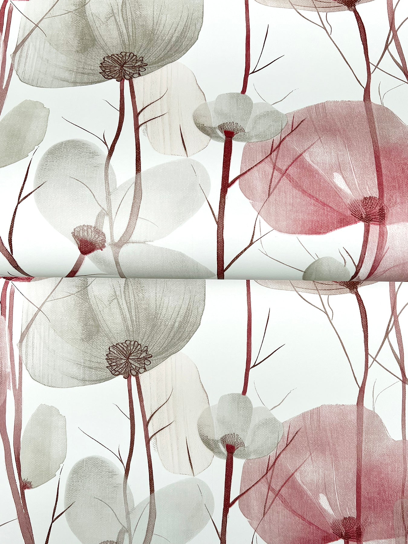York Wallcoverings Ronald Redding Cotswolds Poppies Red Floral Wallpaper Botanical Bohemian Red  Wallpaper - VR1536