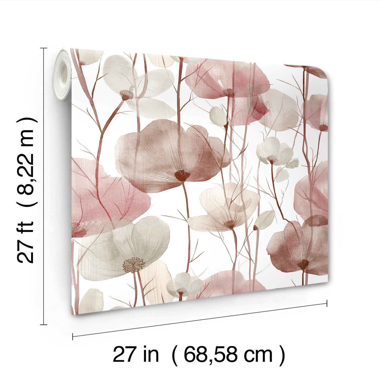 York Wallcoverings Ronald Redding Cotswolds Poppies Red Floral Wallpaper Botanical Bohemian Red  Wallpaper - VR1536