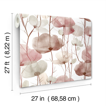 York Wallcoverings Ronald Redding Cotswolds Poppies Red Floral Wallpaper Botanical Bohemian Red  Wallpaper - VR1536