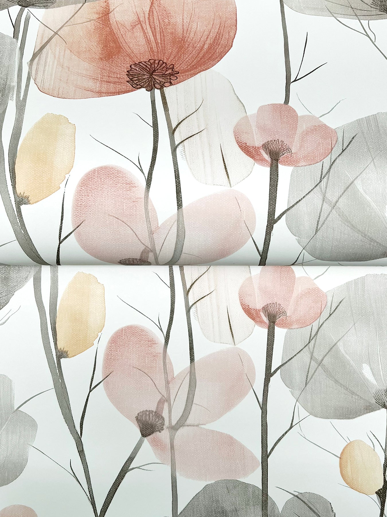 York Wallcoverings Ronald Redding Cotswolds Poppies Pastel Floral Wallpaper Botanical Bohemian Pastel  Wallpaper - VR1538