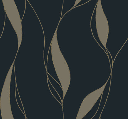 York Wallcoverings Ronald Redding Society Hill Black Abstract Leaf Wallpaper Abstract Modern Black  Wallpaper - VR1549