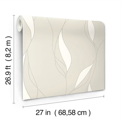 York Wallcoverings Ronald Redding Society Hill Dove Abstract Leaf Wallpaper Abstract Modern Dove  Wallpaper - VR1550