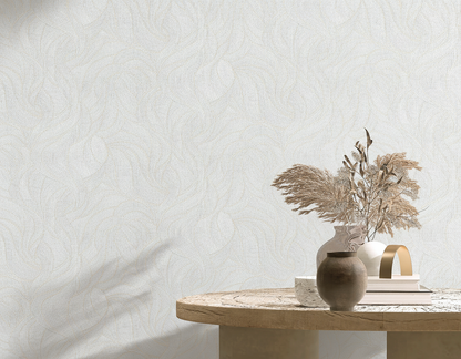 VEER DECOR Linen Slub Wallpaper  Texture Transitional white  Wallpaper - VRMB001-1055