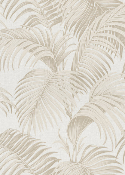 VEER DECOR Sculpted Tropical Leaf Wallpaper Tropical Transitional beige  Wallpaper - VRMB002-1060