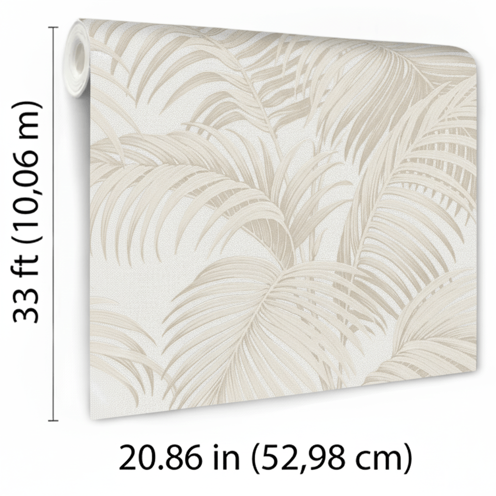 VEER DECOR Sculpted Tropical Leaf Wallpaper Tropical Transitional beige  Wallpaper - VRMB002-1060