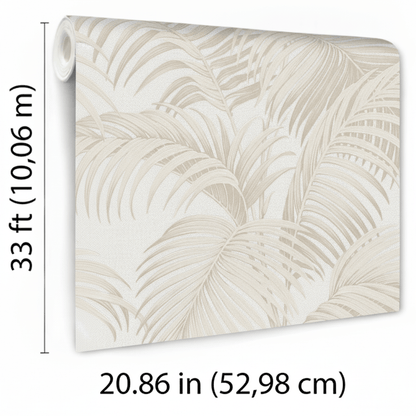 VEER DECOR Sculpted Tropical Leaf Wallpaper Tropical Transitional beige  Wallpaper - VRMB002-1060