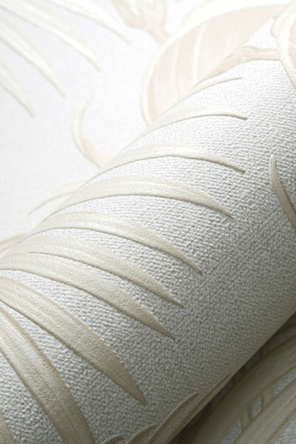 VEER DECOR Sculpted Tropical Leaf Wallpaper Tropical Transitional beige  Wallpaper - VRMB002-1060