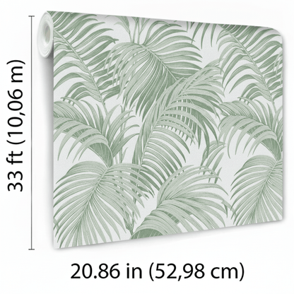 VEER DECOR Sculpted Tropical Leaf Wallpaper Tropical Transitional green  Wallpaper - VRMB007-1060