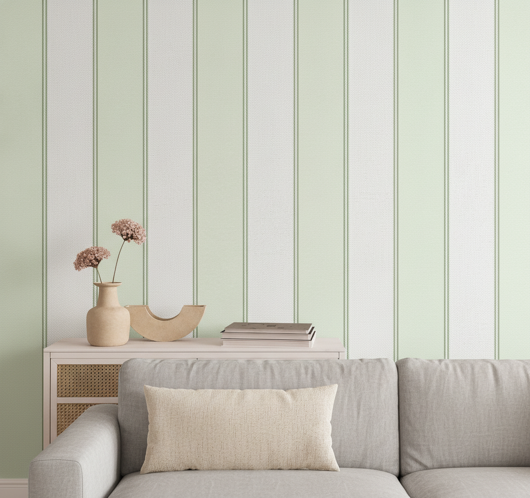 VEER DECOR Sculpted Panel Stripe Wallpaper Stripes Transitional green  Wallpaper - VRMB007-1062
