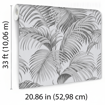 VEER DECOR Sculpted Tropical Leaf Wallpaper Tropical Transitional black  Wallpaper - VRMB015-1060