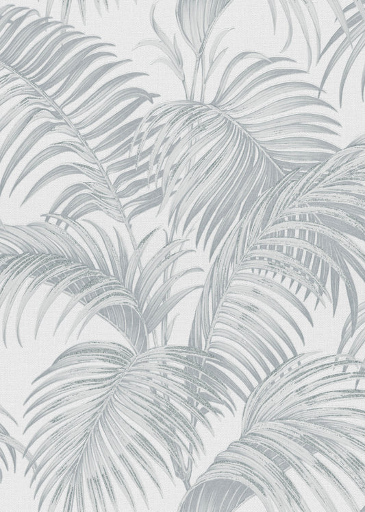 VEER DECOR Sculpted Tropical Leaf Wallpaper Tropical Transitional light grey  Wallpaper - VRMB031-1060