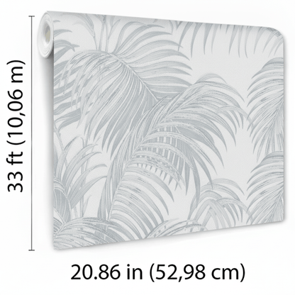 VEER DECOR Sculpted Tropical Leaf Wallpaper Tropical Transitional light grey  Wallpaper - VRMB031-1060