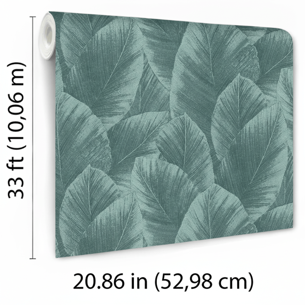 VEER DECOR Etched Palm Canopy Wallpaper Tropical; Botanical Transitional green  Wallpaper - VRMB207-1060