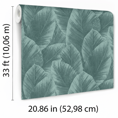 VEER DECOR Etched Palm Canopy Wallpaper Tropical; Botanical Transitional green  Wallpaper - VRMB207-1060