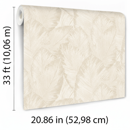 VEER DECOR Etched Palm Canopy Wallpaper Tropical; Botanical Transitional cream  Wallpaper - VRMB214-1060