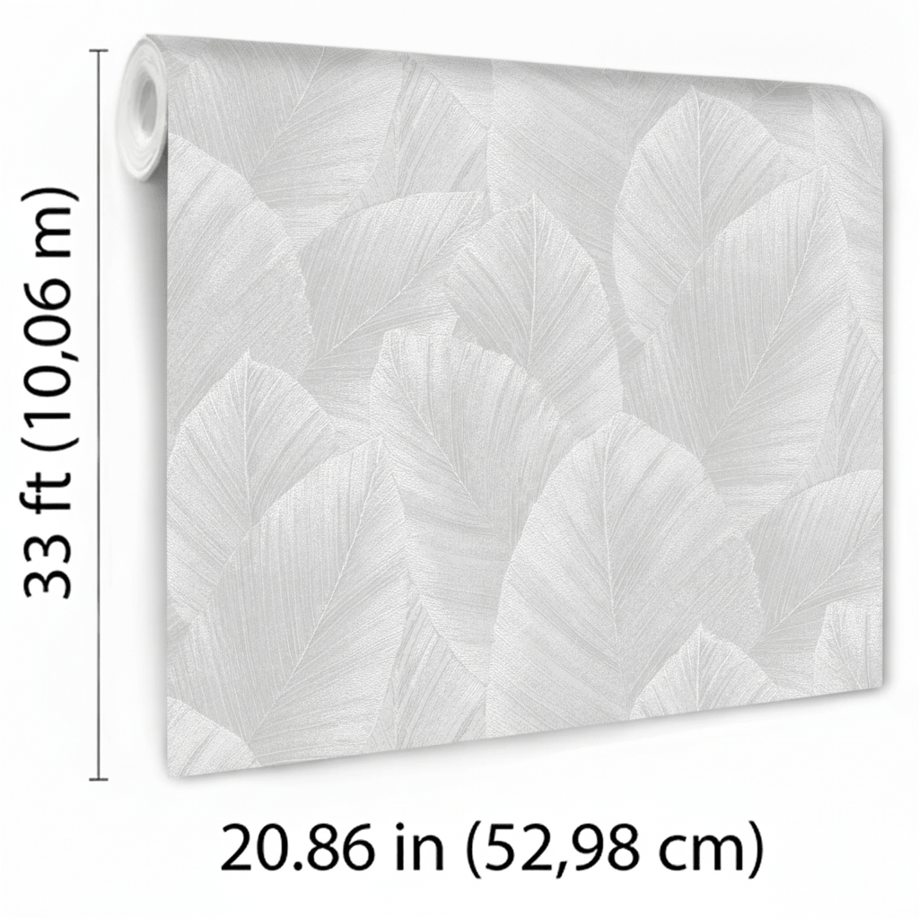 VEER DECOR Etched Palm Canopy Wallpaper Tropical; Botanical Transitional light grey  Wallpaper - VRMB231-1060