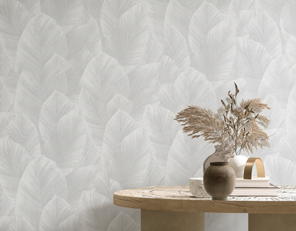 VEER DECOR Etched Palm Canopy Wallpaper Tropical; Botanical Transitional light grey  Wallpaper - VRMB231-1060