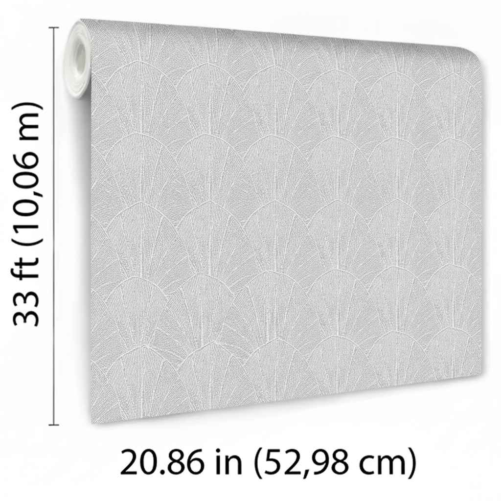 VEER DECOR Sculpted Fan Leaf Wallpaper Tropical; Botanical Transitional cream  Wallpaper - VRMB314-1060