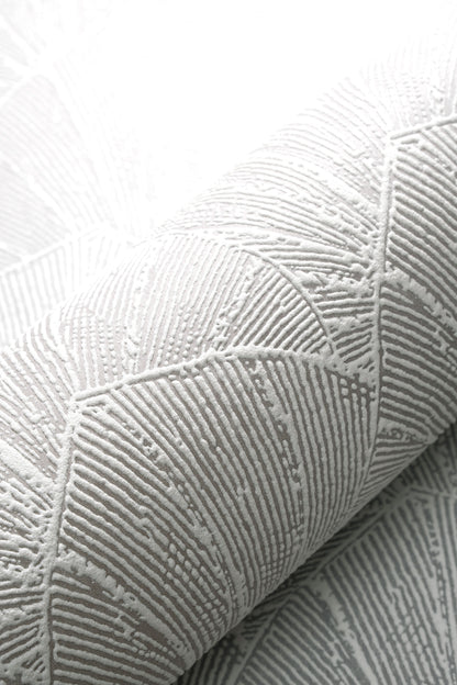 VEER DECOR Sculpted Fan Leaf Wallpaper Tropical; Botanical Transitional cream  Wallpaper - VRMB314-1060