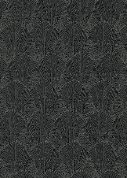 VEER DECOR Sculpted Fan Leaf Wallpaper Tropical; Botanical Transitional black  Wallpaper - VRMB315-1060