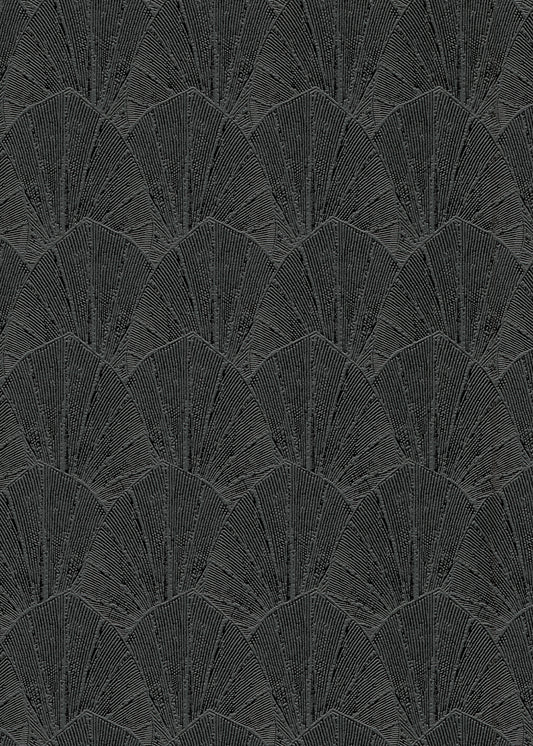 VEER DECOR Sculpted Fan Leaf Wallpaper Tropical; Botanical Transitional black  Wallpaper - VRMB315-1060
