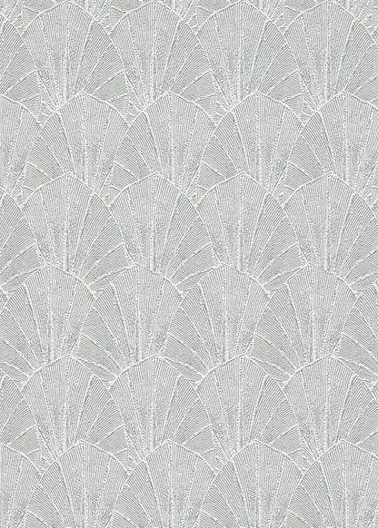VEER DECOR Sculpted Fan Leaf Wallpaper Tropical; Botanical Transitional silver  Wallpaper - VRMB329-1060