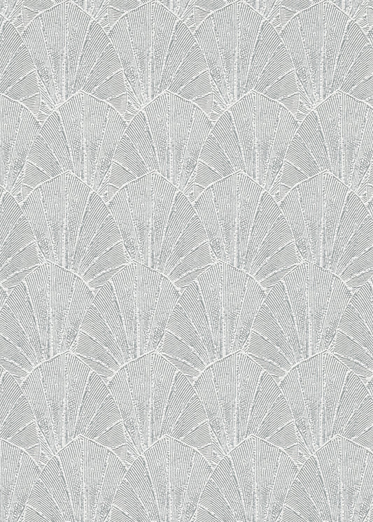 VEER DECOR Sculpted Fan Leaf Wallpaper Tropical; Botanical Transitional silver  Wallpaper - VRMB329-1060