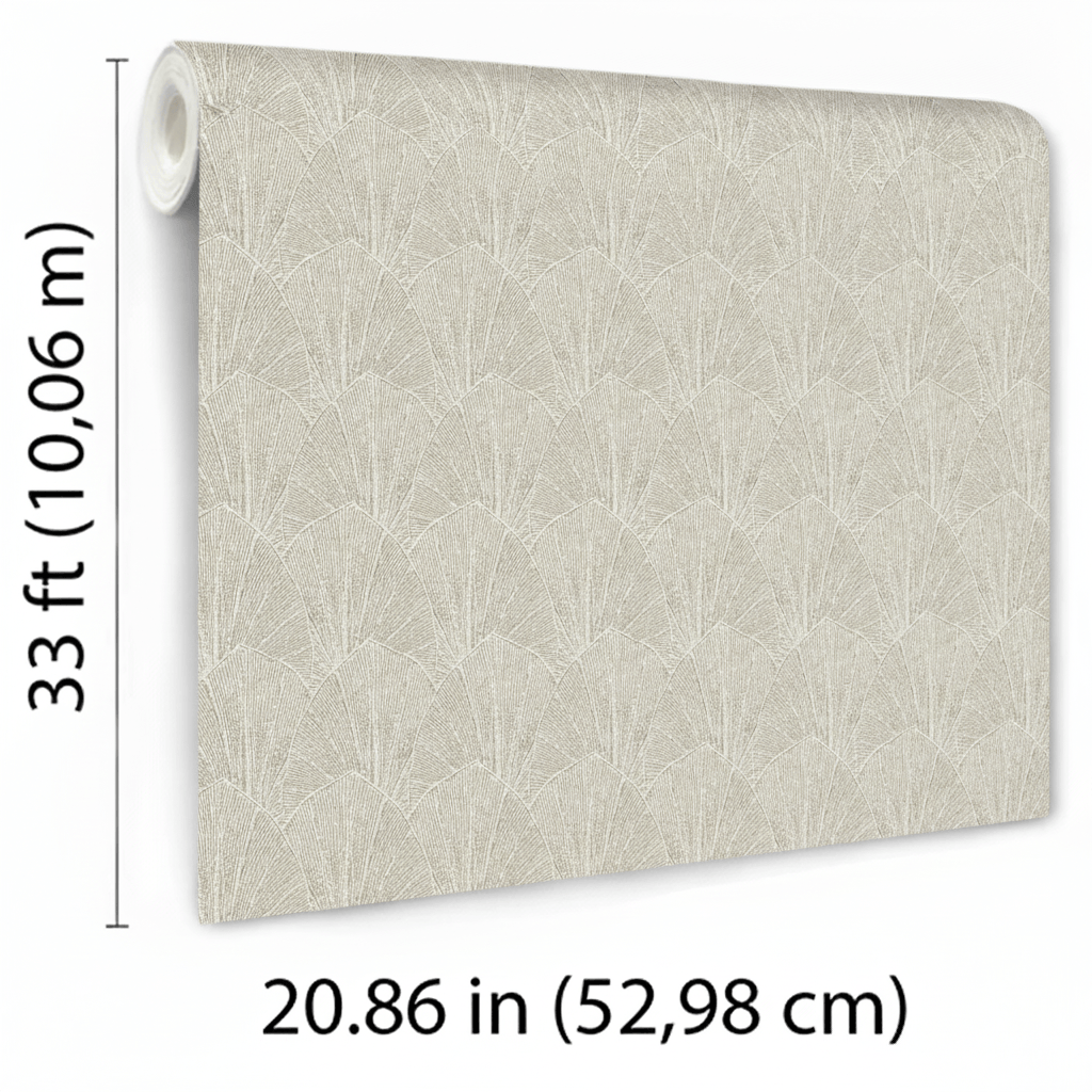 VEER DECOR Sculpted Fan Leaf Wallpaper Tropical; Botanical Transitional gold  Wallpaper - VRMB330-1060