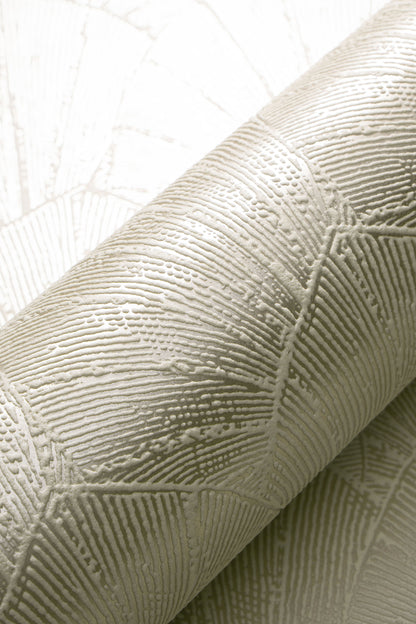 VEER DECOR Sculpted Fan Leaf Wallpaper Tropical; Botanical Transitional gold  Wallpaper - VRMB330-1060